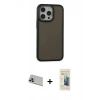 MARSİLYAN™- iPhone 13 Pro Max Kılıf Eksen Işık - Siyah 6D Mat Seramik Hayalet Nano Ekran Koruyucu + Rainbow Kamera Lens Koruma Cam - MR