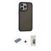 MARSİLYAN™- iPhone 13 Pro Max Kılıf Eksen Işık - Siyah 6D Mat Seramik Hayalet Nano Ekran Koruyucu + Renkli Kamera Lens Koruma Cam - SI