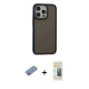 MARSİLYAN™- iPhone 13 Pro Max Kılıf Eksen Işık - Siyah 6D Mat Seramik Hayalet Nano Ekran Koruyucu + Shine Kamera Lens Koruma Cam - PE