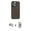 MARSİLYAN™- iPhone 13 Pro Max Kılıf Eksen Işık - Siyah Bilvis 3D Cam Ekran Koruyucu + Rainbow Kamera Lens Koruma Cam - BZ