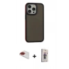 MARSİLYAN™- iPhone 13 Pro Max Kılıf Eksen Işık - Siyah Bilvis 3D Cam Ekran Koruyucu + Pers Alüminyum Kamera Lens - KI