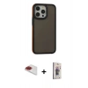 MARSİLYAN™- iPhone 13 Pro Max Kılıf Eksen Işık - Siyah Bilvis 3D Cam Ekran Koruyucu + Pers Alüminyum Kamera Lens - KI