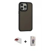 MARSİLYAN™- iPhone 13 Pro Max Kılıf Eksen Işık - Siyah Bilvis 3D Cam Ekran Koruyucu + Pers Alüminyum Kamera Lens - KI