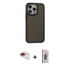 MARSİLYAN™- iPhone 13 Pro Max Kılıf Eksen Işık - Siyah Bilvis 3D Cam Ekran Koruyucu + Pers Alüminyum Kamera Lens - KI