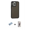 MARSİLYAN™- iPhone 13 Pro Max Kılıf Eksen Işık - Siyah Bilvis 3D Cam Ekran Koruyucu + Shine Kamera Lens Koruma Cam - MI