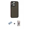 MARSİLYAN™- iPhone 13 Pro Max Kılıf Eksen Işık - Siyah Bilvis 3D Cam Ekran Koruyucu + Shine Kamera Lens Koruma Cam - MI