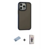 MARSİLYAN™- iPhone 13 Pro Max Kılıf Eksen Işık - Siyah Bilvis 3D Cam Ekran Koruyucu + Shine Kamera Lens Koruma Cam - MI