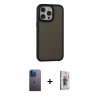MARSİLYAN™- iPhone 13 Pro Max Kılıf Eksen Işık - Siyah Bilvis 3D Cam Ekran Koruyucu + Neon Fosforlu Kamera Lens - MI