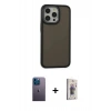 MARSİLYAN™- iPhone 13 Pro Max Kılıf Eksen Işık - Siyah Bilvis 3D Cam Ekran Koruyucu + Neon Fosforlu Kamera Lens - MI