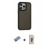 MARSİLYAN™- iPhone 13 Pro Max Kılıf Eksen Işık - Siyah Bilvis 3D Cam Ekran Koruyucu + Pembe Shine Kamera Lens Koruma Cam