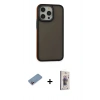 MARSİLYAN™- iPhone 13 Pro Max Kılıf Eksen Işık - Siyah Bilvis 3D Cam Ekran Koruyucu + Pembe Shine Kamera Lens Koruma Cam