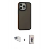 MARSİLYAN™- iPhone 13 Pro Max Kılıf Eksen Işık - Siyah Bilvis 3D Cam Ekran Koruyucu + Pers Alüminyum Kamera Lens - SABE