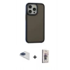 MARSİLYAN™- iPhone 13 Pro Max Kılıf Eksen Işık - Siyah Bilvis 3D Cam Ekran Koruyucu + Pers Alüminyum Kamera Lens - LT