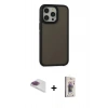 MARSİLYAN™- iPhone 13 Pro Max Kılıf Eksen Işık - Siyah Bilvis 3D Cam Ekran Koruyucu + Pers Alüminyum Kamera Lens - GI