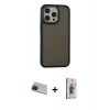 MARSİLYAN™- iPhone 13 Pro Max Kılıf Eksen Işık - Siyah Bilvis 3D Cam Ekran Koruyucu + Rainbow Kamera Lens Koruma Cam - KI