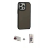 MARSİLYAN™- iPhone 13 Pro Max Kılıf Eksen Işık - Siyah Bilvis 3D Cam Ekran Koruyucu + Rainbow Kamera Lens Koruma Cam - KI