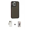MARSİLYAN™- iPhone 13 Pro Max Kılıf Eksen Işık - Siyah Bilvis 3D Cam Ekran Koruyucu + Shine Kamera Lens - GD
