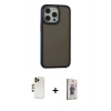 MARSİLYAN™- iPhone 13 Pro Max Kılıf Eksen Işık - Siyah Bilvis 3D Cam Ekran Koruyucu + Shine Kamera Lens - GD