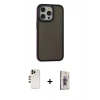 MARSİLYAN™- iPhone 13 Pro Max Kılıf Eksen Işık - Siyah Bilvis 3D Cam Ekran Koruyucu + Shine Kamera Lens - GD