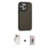 MARSİLYAN™- iPhone 13 Pro Max Kılıf Eksen Işık - Siyah Bilvis 3D Cam Ekran Koruyucu + Shine Kamera Lens - GD