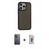 MARSİLYAN™- iPhone 13 Pro Max Kılıf Eksen Işık - Siyah Bilvis 3D Cam Ekran Koruyucu + Neon Fosforlu Kamera Lens - YL