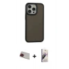 MARSİLYAN™- iPhone 13 Pro Max Kılıf Eksen Işık - Siyah Bilvis 3D Mat Cam Ekran Koruyucu + Rainbow Kamera Lens Koruma Cam - KI