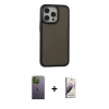 MARSİLYAN™- iPhone 13 Pro Max Kılıf Eksen Işık - Siyah Bilvis 3D Mat Cam Ekran Koruyucu + Neon Fosforlu Kamera Lens - YL