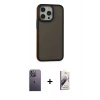 MARSİLYAN™- iPhone 13 Pro Max Kılıf Eksen Işık - Siyah Bilvis 3D Mat Cam Ekran Koruyucu + Neon Fosforlu Kamera Lens - BZ