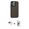 MARSİLYAN™- iPhone 13 Pro Max Kılıf Eksen Işık - Siyah Bilvis 3D Mat Cam Ekran Koruyucu + Pers Alüminyum Kamera Lens - KI