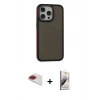 MARSİLYAN™- iPhone 13 Pro Max Kılıf Eksen Işık - Siyah Bilvis 3D Mat Cam Ekran Koruyucu + Pers Alüminyum Kamera Lens - KI