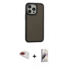 MARSİLYAN™- iPhone 13 Pro Max Kılıf Eksen Işık - Siyah Bilvis 3D Mat Cam Ekran Koruyucu + Pers Alüminyum Kamera Lens - KI
