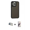 MARSİLYAN™- iPhone 13 Pro Max Kılıf Eksen Işık - Siyah Bilvis 3D Mat Cam Ekran Koruyucu + Rainbow Kamera Lens Koruma Cam - MI