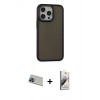 MARSİLYAN™- iPhone 13 Pro Max Kılıf Eksen Işık - Siyah Bilvis 3D Mat Cam Ekran Koruyucu + Rainbow Kamera Lens Koruma Cam - MI
