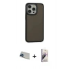 MARSİLYAN™- iPhone 13 Pro Max Kılıf Eksen Işık - Siyah Bilvis 3D Mat Cam Ekran Koruyucu + Rainbow Kamera Lens Koruma Cam - MI