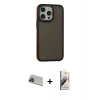 MARSİLYAN™- iPhone 13 Pro Max Kılıf Eksen Işık - Siyah Bilvis 3D Mat Cam Ekran Koruyucu + Rainbow Kamera Lens Koruma Cam - MI