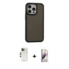 MARSİLYAN™- iPhone 13 Pro Max Kılıf Eksen Işık - Siyah Bilvis 3D Mat Cam Ekran Koruyucu + Shine Kamera Lens - GD