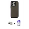 MARSİLYAN™- iPhone 13 Pro Max Kılıf Eksen Işık - Siyah Bilvis 5in1 3D Magic Cam Ekran Koruyucu + Rainbow Kamera Lens Koruma Cam - BZ