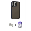 MARSİLYAN™- iPhone 13 Pro Max Kılıf Eksen Işık - Siyah Bilvis 5in1 3D Magic Cam Ekran Koruyucu + Rainbow Kamera Lens Koruma Cam - BZ