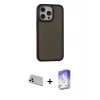 MARSİLYAN™- iPhone 13 Pro Max Kılıf Eksen Işık - Siyah Bilvis 5in1 3D Magic Cam Ekran Koruyucu + Rainbow Kamera Lens Koruma Cam - BZ