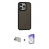 MARSİLYAN™- iPhone 13 Pro Max Kılıf Eksen Işık - Siyah Bilvis 5in1 3D Magic Cam Ekran Koruyucu + Rainbow Kamera Lens Koruma Cam - BZ