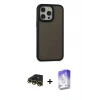 MARSİLYAN™- iPhone 13 Pro Max Kılıf Eksen Işık - Siyah Bilvis 5in1 3D Magic Cam Ekran Koruyucu + Raze Metal Kamera Lens - GD