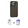 MARSİLYAN™- iPhone 13 Pro Max Kılıf Eksen Işık - Siyah Bilvis 5in1 3D Magic Cam Ekran Koruyucu + Shine Kamera Lens - GD