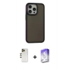 MARSİLYAN™- iPhone 13 Pro Max Kılıf Eksen Işık - Siyah Bilvis 5in1 3D Magic Cam Ekran Koruyucu + Shine Kamera Lens - GD
