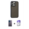 MARSİLYAN™- iPhone 13 Pro Max Kılıf Eksen Işık - Siyah Bilvis 5in1 3D Magic Cam Ekran Koruyucu + Neon Fosforlu Kamera Lens - MI