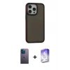 MARSİLYAN™- iPhone 13 Pro Max Kılıf Eksen Işık - Siyah Bilvis 5in1 3D Magic Cam Ekran Koruyucu + Neon Fosforlu Kamera Lens - MI