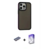 MARSİLYAN™- iPhone 13 Pro Max Kılıf Eksen Işık - Siyah Bilvis 5in1 3D Magic Cam Ekran Koruyucu + Renkli Kamera Lens Koruma Cam - MI