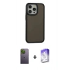 MARSİLYAN™- iPhone 13 Pro Max Kılıf Eksen Işık - Siyah Bilvis 5in1 3D Magic Cam Ekran Koruyucu + Neon Fosforlu Kamera Lens - YL