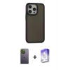 MARSİLYAN™- iPhone 13 Pro Max Kılıf Eksen Işık - Siyah Bilvis 5in1 3D Magic Cam Ekran Koruyucu + Neon Fosforlu Kamera Lens - YL