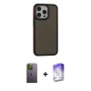 MARSİLYAN™- iPhone 13 Pro Max Kılıf Eksen Işık - Siyah Bilvis 5in1 3D Magic Cam Ekran Koruyucu + Neon Fosforlu Kamera Lens - YL