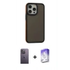 MARSİLYAN™- iPhone 13 Pro Max Kılıf Eksen Işık - Siyah Bilvis 5in1 3D Magic Cam Ekran Koruyucu + Neon Fosforlu Kamera Lens - BZ